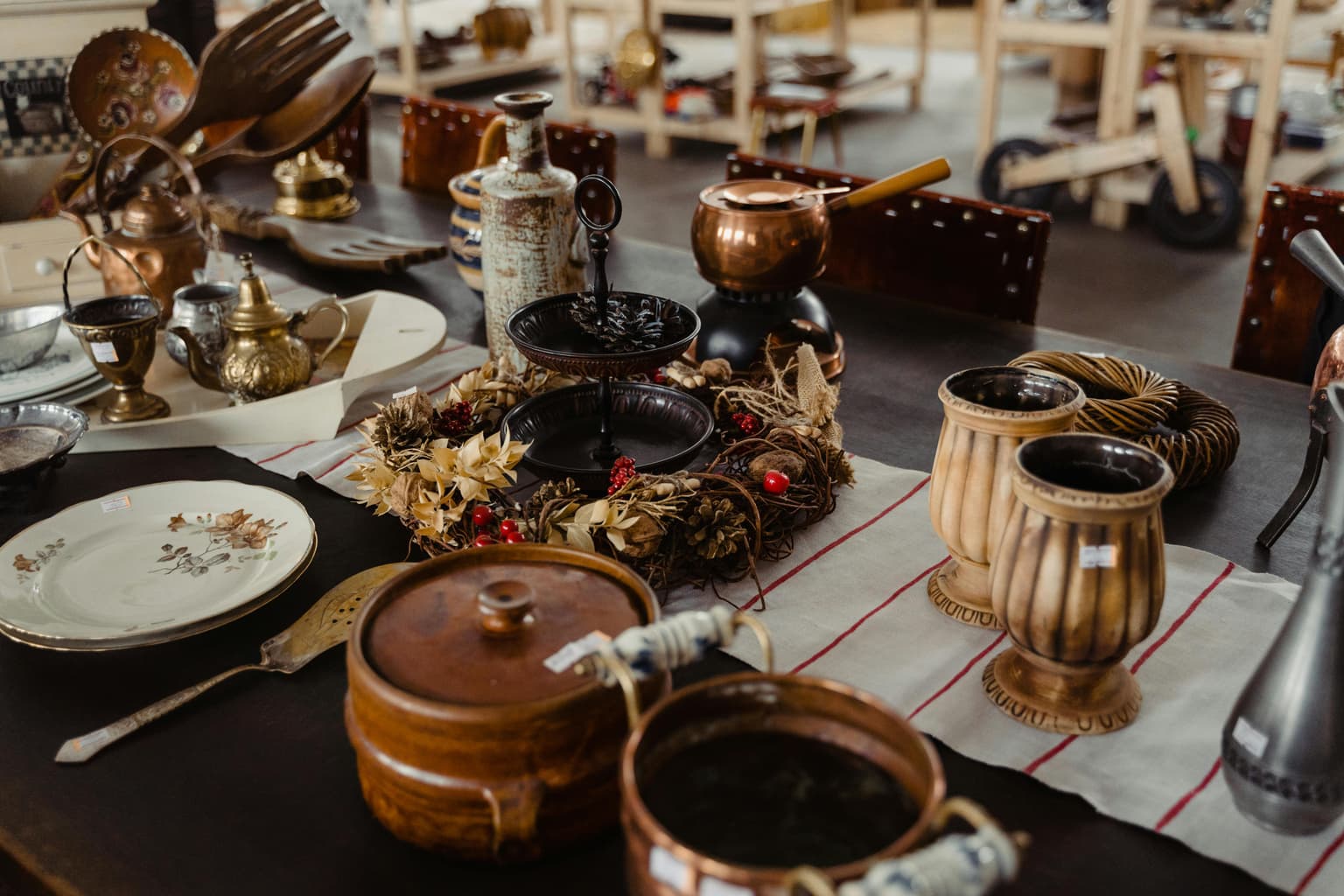 Table of Egyptian street food dishes at a small Cairo cafe